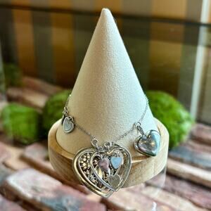 DIOR Vintage Charm Silver Hearts Bracelet